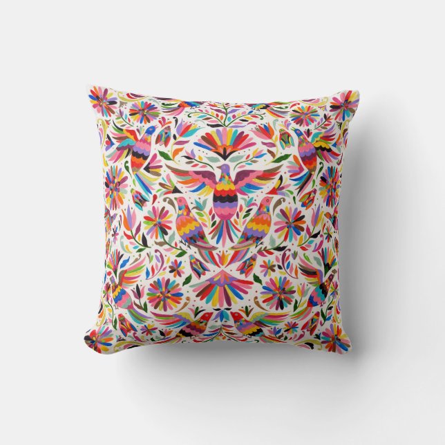 Mexican Design Colourful pigeons & Pheasant Cushion (Front)