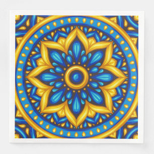 Mexican Design of Blue and Yellow  Napkin