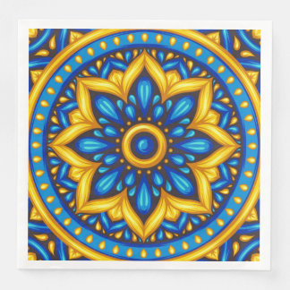 Mexican Design of Blue and Yellow  Napkin