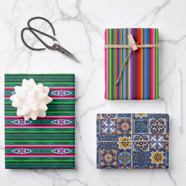 Mexican Designs Wrapping Paper Sheet (Front)