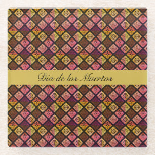 Mexican Dia de los Muertos customisable     Glass Coaster