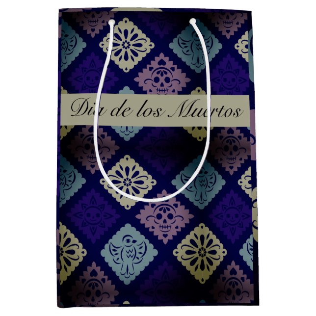 Mexican Dia de los Muertos customisable      Medium Gift Bag (Front)