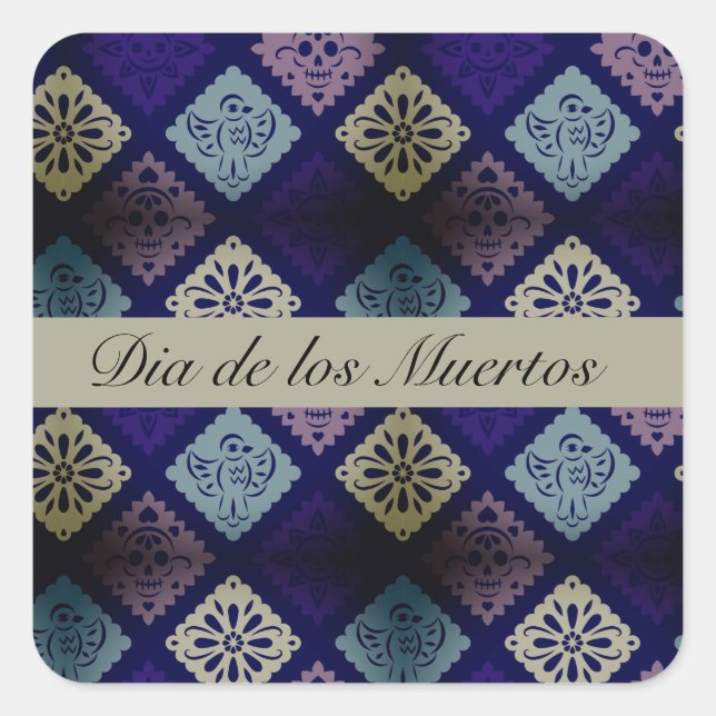 Mexican Dia de los Muertos customisable      Square Sticker (Front)