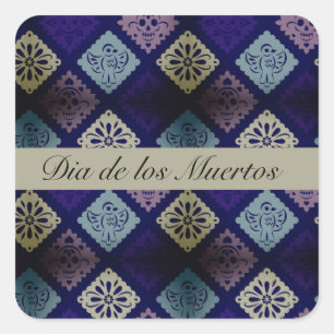Mexican Dia de los Muertos customisable      Square Sticker