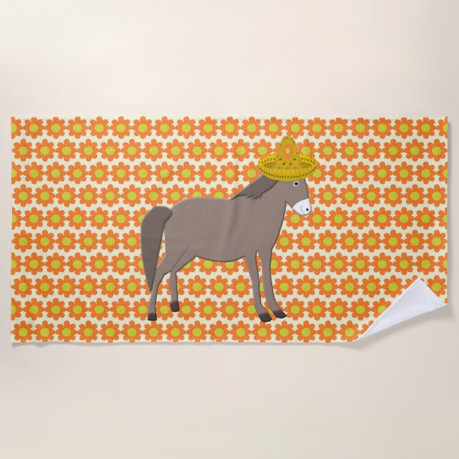Mexican Donkey Day of the Dead Beach Towel (Front)