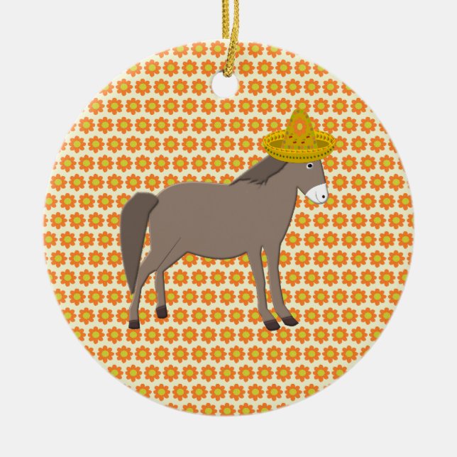 Mexican Donkey Day of the Dead Ceramic Tree Decoration (Front)