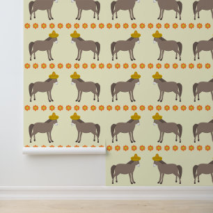 Mexican Donkey Day of the Dead Patterned Wallpaper