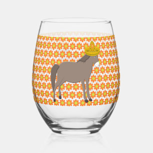 Mexican Donkey Day of the Dead Stemless Wine Glass