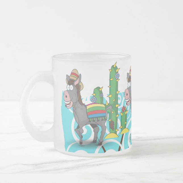 Mexican Donkey Frosted Glass Coffee Mug (Left)