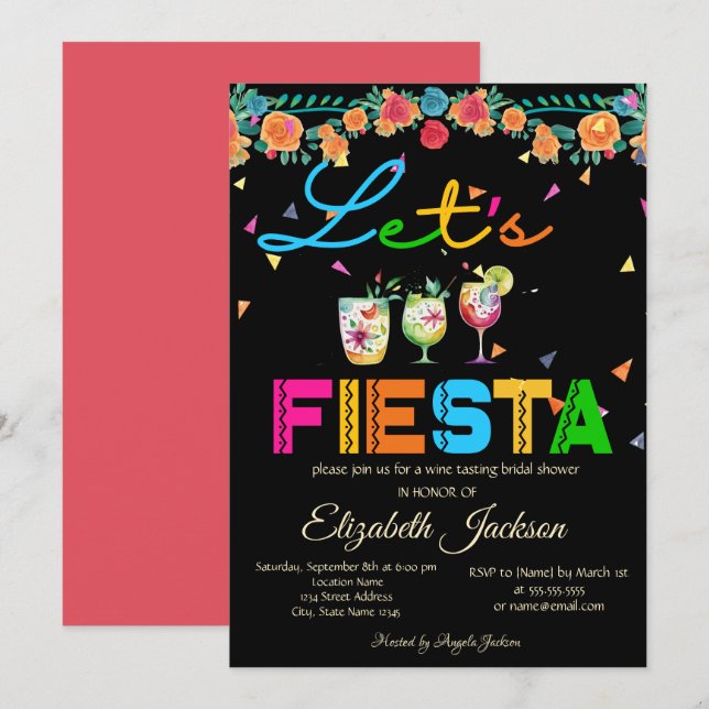 Mexican Drinks Fiesta Bridal Shower Invitation (Front/Back)