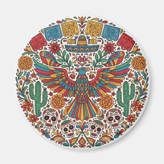 Mexican Eagle and Skulls  Magnet (Front)