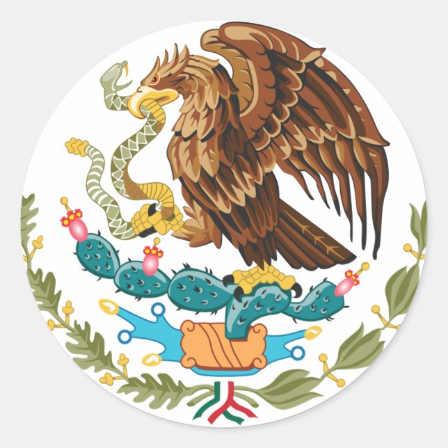 Mexican Eagle And Snake Classic Round Sticker (Front)