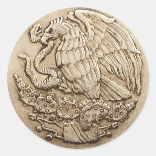 Mexican eagle classic round sticker (Front)