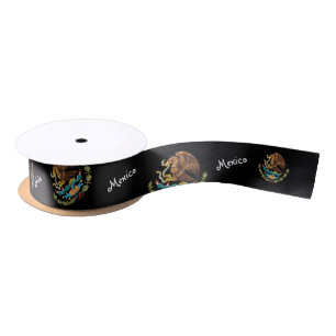 Mexican Eagle on black & Mexico / party Satin Ribbon