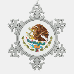 Mexican Eagle Snowflake Pewter Christmas Ornament