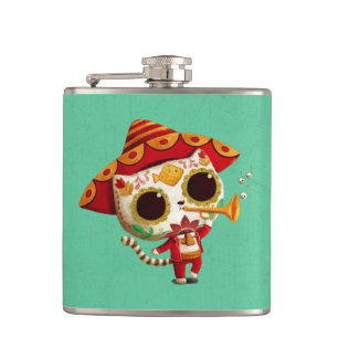 Mexican El mariachi Cute Cat Hip Flask