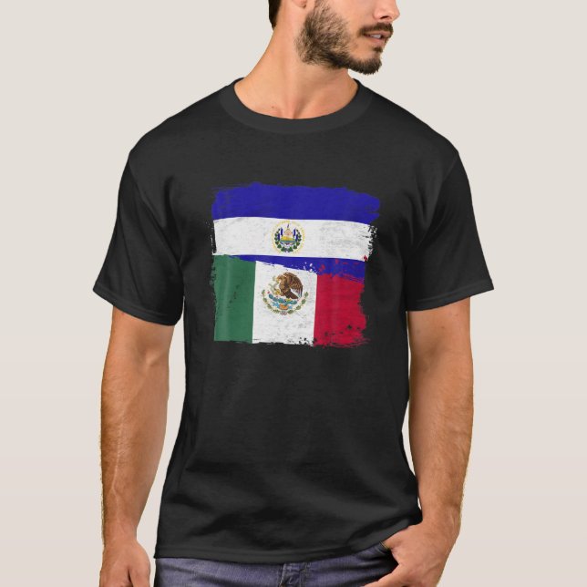 MEXICAN El Salvador Flag Half Mexican El Salvadori T-Shirt (Front)
