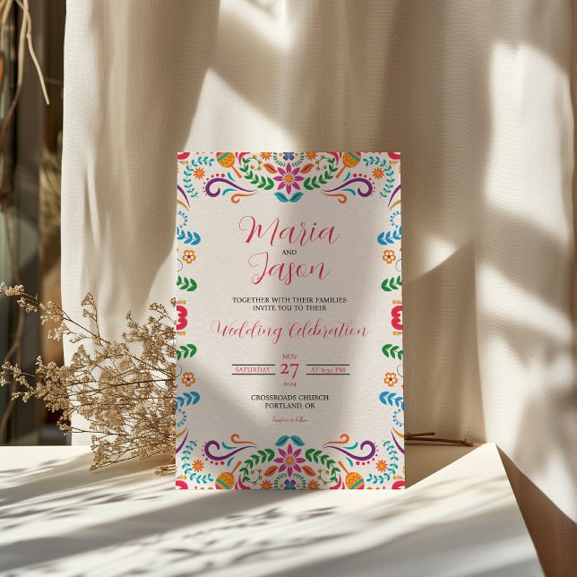 Mexican Elegant Colourful Floral Fiesta Wedding Invitation (Mexican Elegant Colorful Floral Fiesta Wedding Invitation)