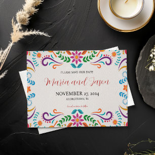 Mexican Elegant Colourful Floral Fiesta Wedding Save The Date