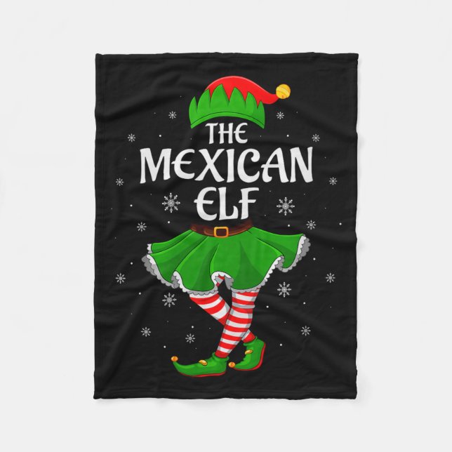 Mexican Elf Christmas Family Girls Women Elf Squad Fleece Blanket (Front)