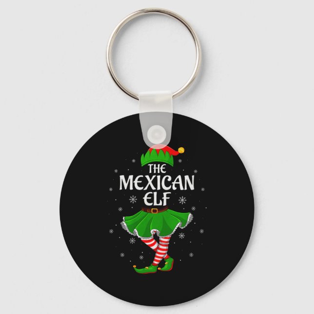 Mexican Elf Christmas Family Girls Women Elf Squad Key Ring (Front)