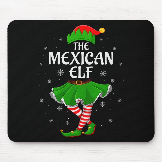 Mexican Elf Christmas Family Girls Women Elf Squad Mouse Mat (Front)