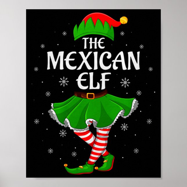 Mexican Elf Christmas Family Girls Women Elf Squad Poster (Front)