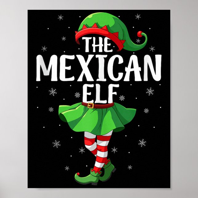 Mexican Elf Christmas Girls Women Elf Squad Xmas F Poster (Front)