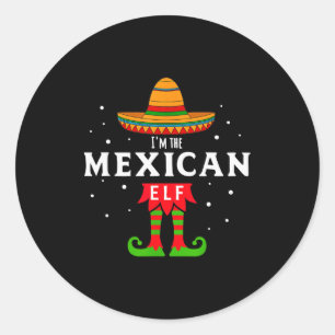 Mexican Elf Christmas Sombrero Feliz Navidad Gift Classic Round Sticker