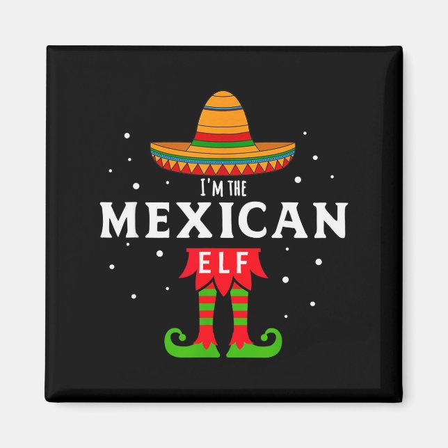 Mexican Elf Christmas Sombrero Feliz Navidad Gift  Magnet (Front)