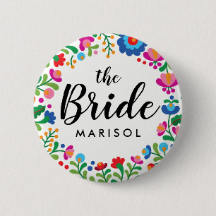 Mexican Embroidery Bride Name 6 Cm Round Badge