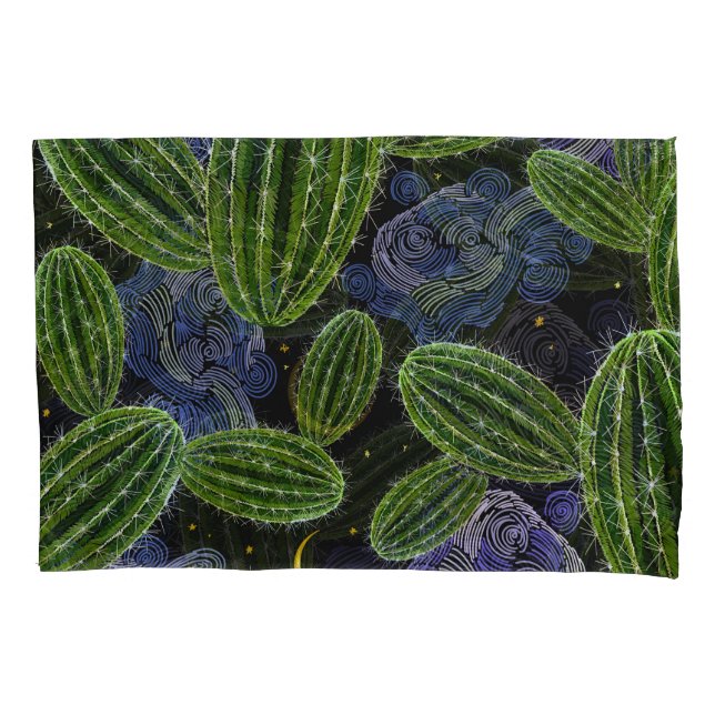 Mexican Embroidery: Cactus Night Seamless. Pillowcase (Front)