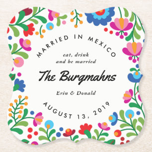 Mexican Embroidery Colourful Custom Bar Coaster