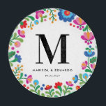 Mexican Embroidery Colourful Monogrammed Wedding Cutting Board<br><div class="desc">Inspired by the colourful embroidery of native Mexican artisans,  this glass cutting board is a lovely gift for the newlyweds celebrating their new family name and wedding date.</div>