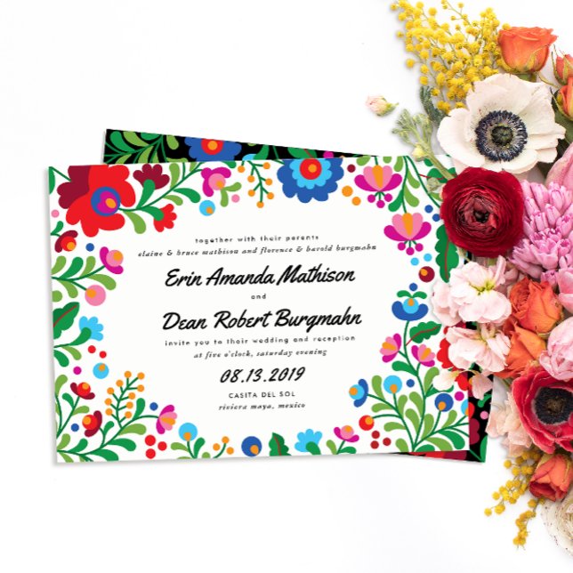 Mexican Embroidery Colourful Wedding Invitation (Creator Uploaded)