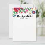 Mexican Embroidery Couple Marriage Advice Card<br><div class="desc">Petite marriage advice cards for the new married couple are a fun engagement party,  shower or wedding reception activity for guests and a charming way for the couple to look back on their special day and remember the family and friends that shared in celebration with them.</div>