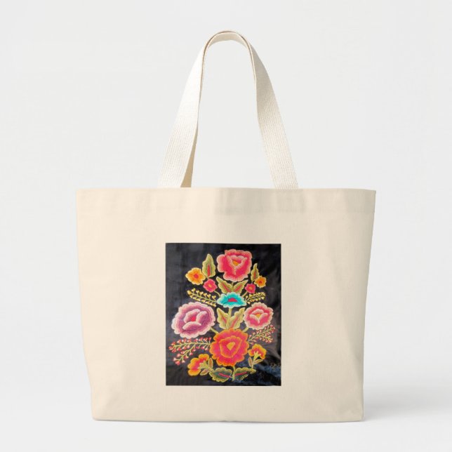 Mexican Embroidery design Large Tote Bag (Front)