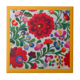 Mexican Embroidery Flowers Kitchen Yellow Trivet