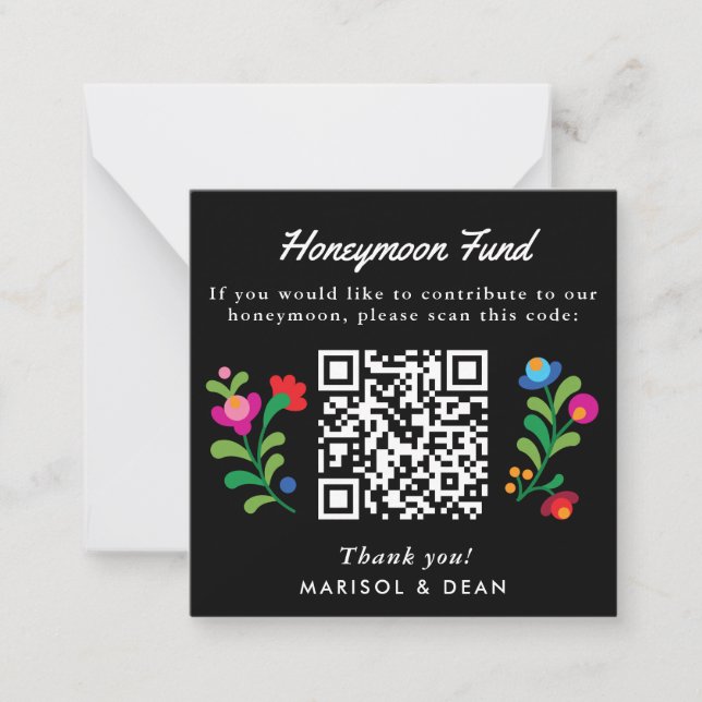 Mexican Embroidery Honeymoon Fund Card (Front)