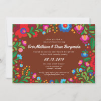 Mexican Embroidery Red Clay Rehearsal Dinner