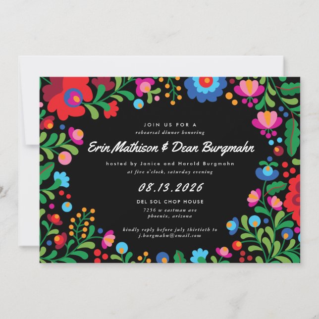 Mexican Embroidery Rehearsal Dinner Invitation (Front)
