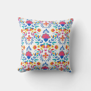 Mexican Ethnic Folk Art Floral Pattern Cushion