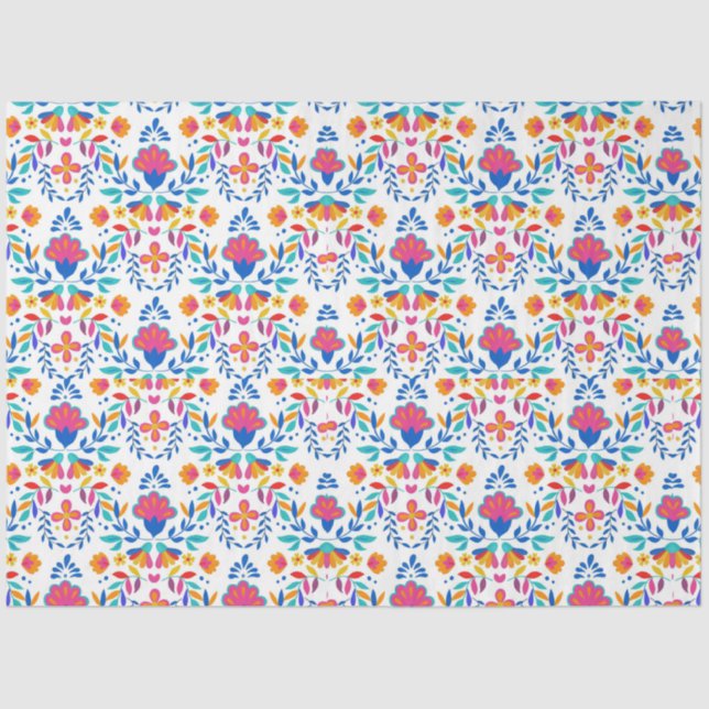 Mexican ethnic folk art floral pattern  tissue paper (Front)