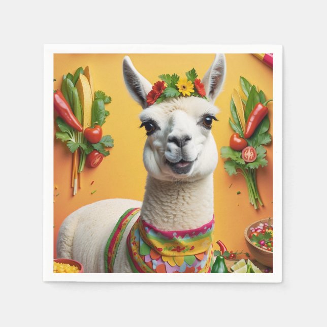 Mexican Feast Cute Llama  Napkin (Front)