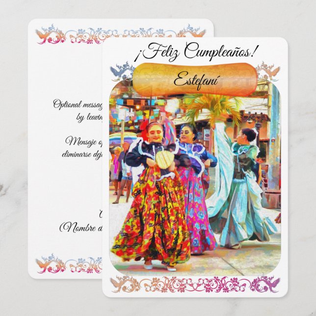 Mexican Festival Dancers 2549 Birthday Card (Front/Back)
