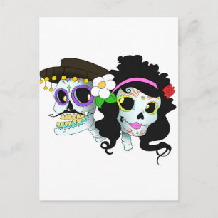 Mexican Festive Skull Couple Postcard