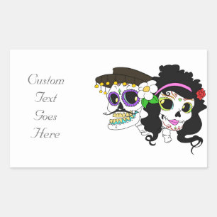 Mexican Festive Skull Rectangular Sticker
