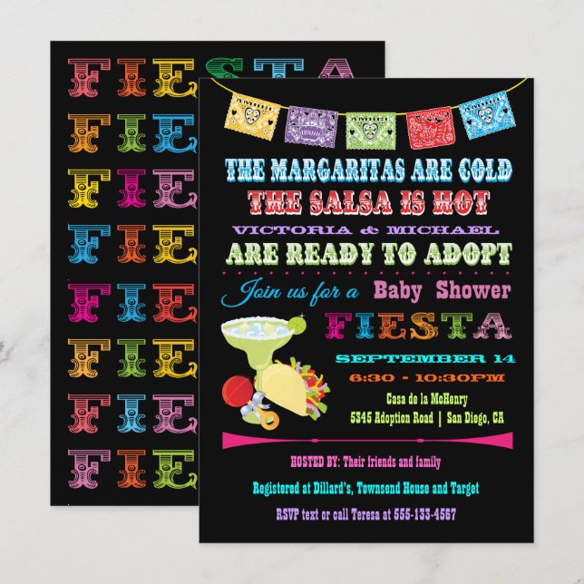 Mexican Fiesta Adoption Baby Shower Invitation (Front/Back)