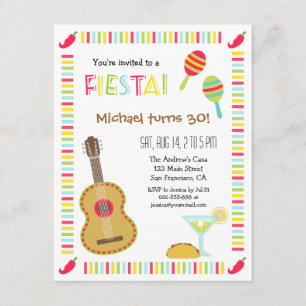 Mexican Fiesta Adult Birthday Party Invitations