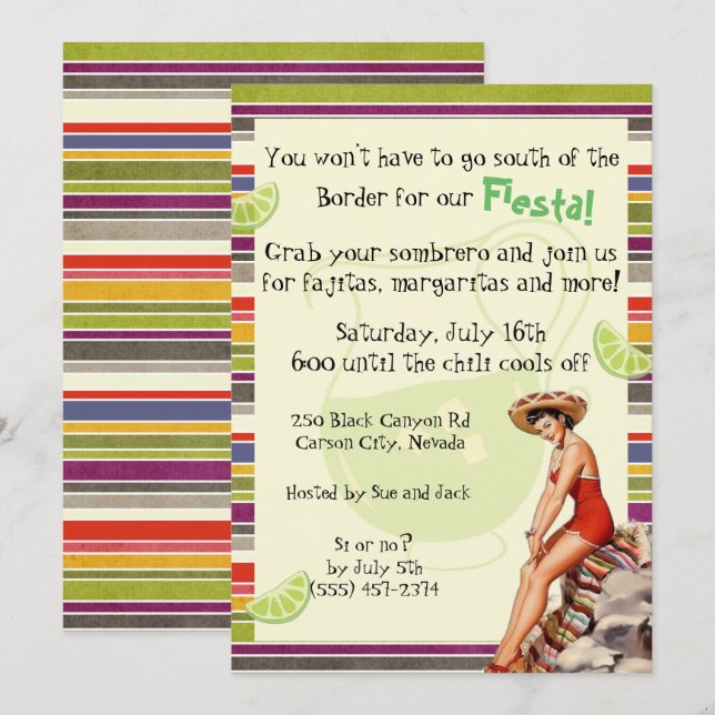 Mexican Fiesta Adult Party Invitation (Front/Back)